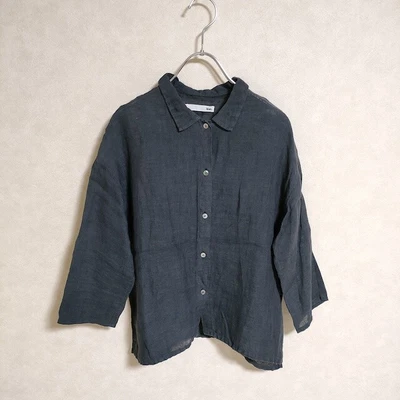 £49.03 • Buy Evam Eva E191T153 Linen Voile Shirt Long Sleeve Shirt Charcoal Gray 3-0508M△