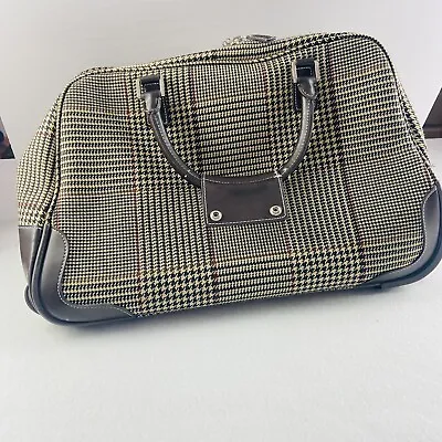 RALPH LAUREN Rolling Duffle HOUNDSTOOTH Plaid 21  Wheeled Carry On Luggage • $65