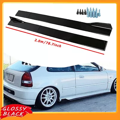 Side Skirt Extension Lip Splitters Rocker Panel Chin For Honda Civic Hatchback • $46.95