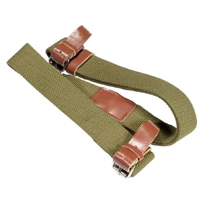 Mosin Nagant Green Canvas Rifle Sling - Metal Hardware Leather Loop Tabs - NEW  • $19.95