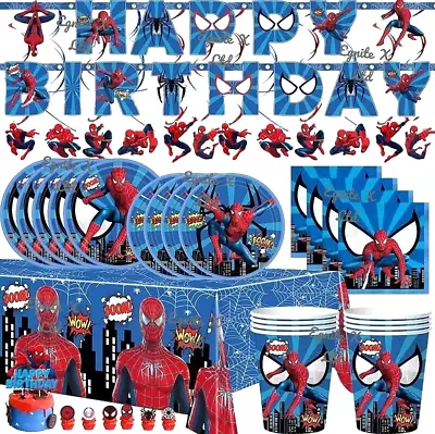 Spiderman Marvel Birthday Party Tableware Decorations Supplies Balloons Banner • £4.99