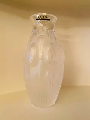 Vintage LALIQUE Frosted Crystal Vase With Stemmed Tulips 7  France • $125