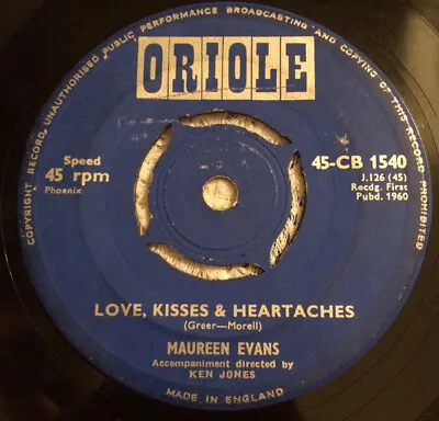 Maureen Evans - Love Kisses & Heartaches (7  Single) • £16.99