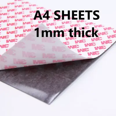 Self-Adhesive Magnetic A4 Sheet Black 3M Backing Multipole 1mm Thick Sheet • £6.99