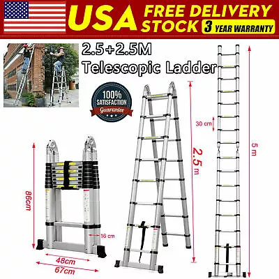 Multi Purpose Aluminum Telescopic Ladder Heavy Duty Folding Extension Step • $117.38