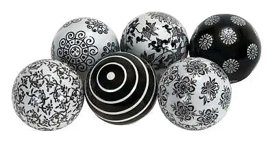 Black 3  Glossy Decorative Ball Ceramic Orbs Vase Filler With Varying Patterns • $20.22