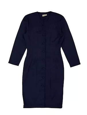 90s Vintage Charlotte Halton Buttoned Slim Fit Daywear Dress Women's Size 12 • £39.99