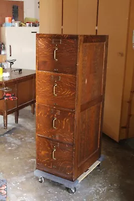 Antique Oak File Cabinet Four Drawers Early 20th Century. Lightly Used • $1000