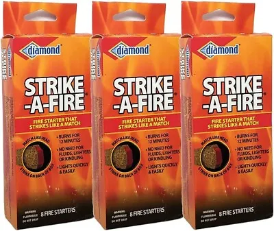 $23.15 • Buy Strike-A-Fire Diamond Brand Fire Starter Matches - 3 Boxes (24 Fire)