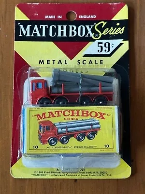 1966 Lesney  Matchbox  Series #10 Pipe Truck Sealed Blister Pack • $150