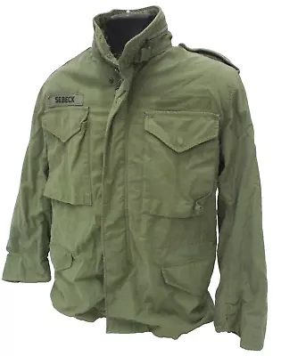 Vintage US Army Field Jacket Mens Small Green M65 Sateen OG 107 Vietnam War 1969 • $89.95