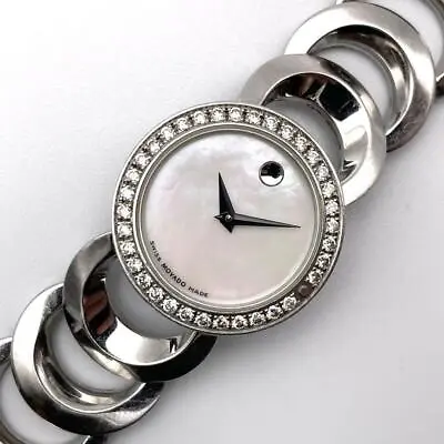 MOVADO Watch Rondiro Swiss Made 25mm Arm 15.5cm Women 36 Diamonds White Shell • $699