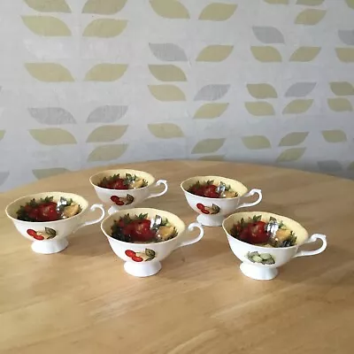 Vintage Queens Fine Bone China Antique Fruit Series Footed Tea Cup X 5 • £22