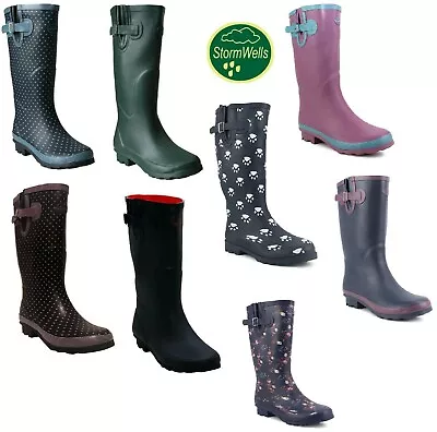 £25.90 • Buy Womens Ladies Extra Wide Calf 45 Cm Max Wellies Waterproof Wellington Rain Boots