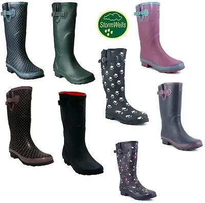 Womens Ladies Extra Wide Calf 45 Cm Max Wellies Waterproof Wellington Rain Boots • £26.99