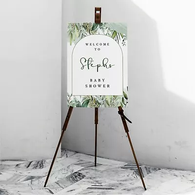 Personalised Baby Shower Welcome Poster Green Eucalyptus Sign Print A5-A1 • £3.99