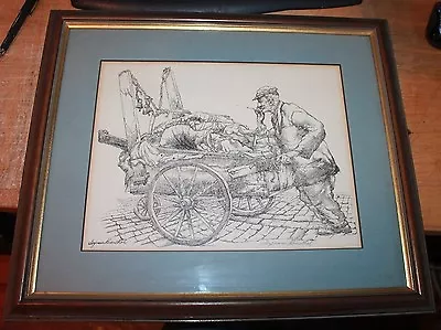 $54 • Buy Artist Seymour Rosenthal Pencil Signed Lithograph Junk Vendor 