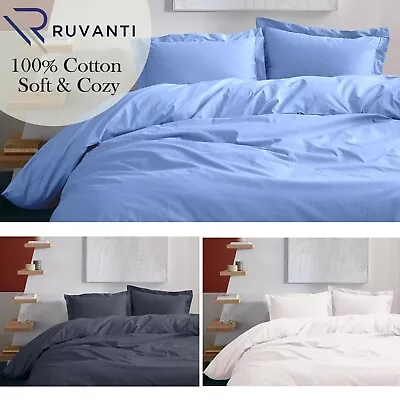 Duvet Cover 3 Pcs 100% Cotton Set Ultra Soft Duvet Bedding Sets Queen-King Size • $27.99