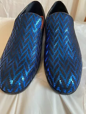 Men's Miko Lotti Slip-On Blue Dress Shoes- Size 11- Very Cool Design • $34.99