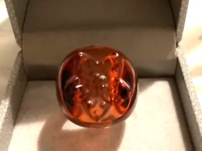 Lalique Stunning Crystal Ring.- Carved Starflower -amber Red Size 55 UK O/ P • £115