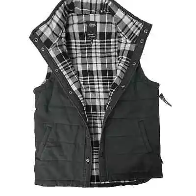 Union Men's Black Plaid Vest 100% Cotton Size Small Style H3302P1 • $20