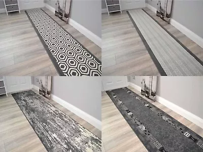 £14 • Buy Grey Corridor Rugs Very Long Hallway Rug Dark Border Hall Runner ANY Length 