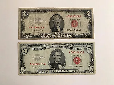World Reserve Monetary Exchange RED SEAL $2 & $5 STAR NOTE SET W/COA In Folder • $28