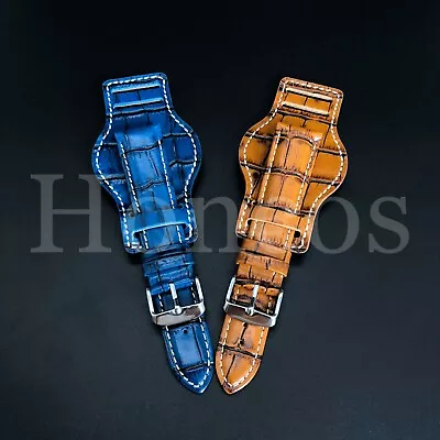 18 20 22 MM Bund Pilot Military Leather Watch Band Strap Aviation Vintage Cuff • $21.99