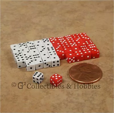 NEW 5mm 50 Red White Mini Dice Set RPG Game Miniature 3/16 Inch Tiny D6 Koplow • $6.99