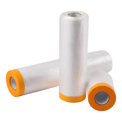 3 Roll 65FT Pre Taped Masking Paper Car Auto Painter Sheet Paint Tape Film Cover • $17.96