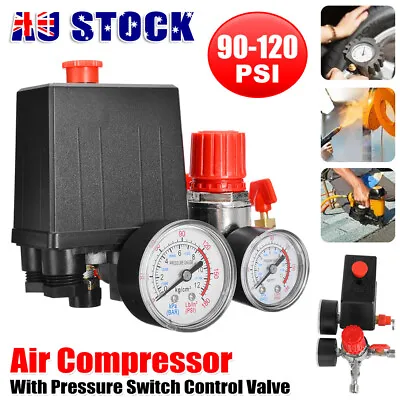120PSI Air Compressor Pressure Switch Valve Control Manifold Regulator Gauges • $26.45