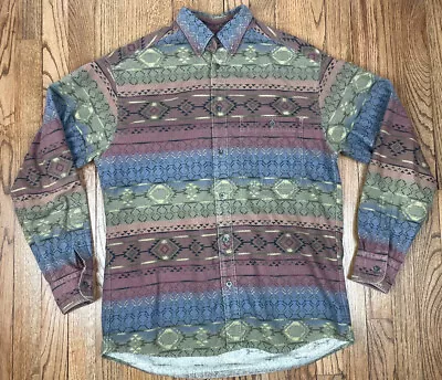 Vintage Cabela’s Chamois Button Down Flannel Shirt Southwest Aztec Men's Medium • $31.49