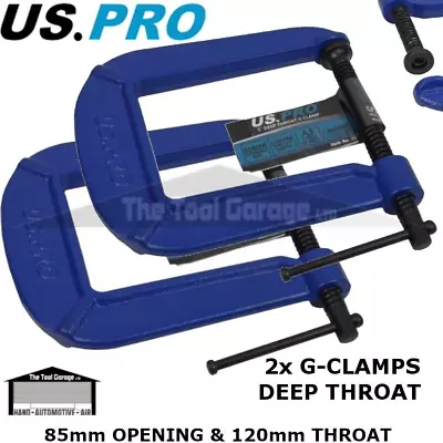 US PRO Tools 2pc 76mm X 114mm G-clamp Set Deep Throat Clamps (3  X 4.5 ) 2673 • £17.95