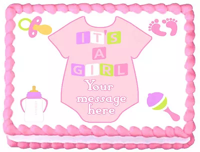 BABY GIRL SUIT Baby Shower Image Edible Cake Topper Decoration • $8.50