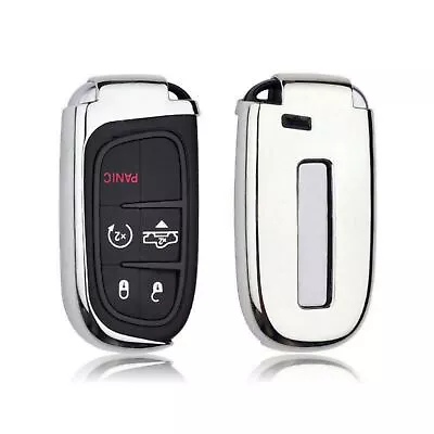 Glossy Silver TPU Soft Smart Key Cover Fob Holder For Jeep Chrysler Dodge 2011+ • $13.88