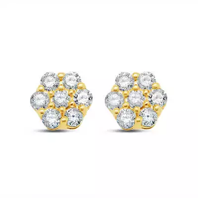 14k Gold Diamond Flower Earrings 6.0mm 0.60CTW • $749