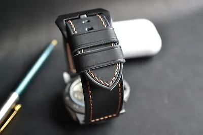 Custom Watch Band 22mm 24mm 26mm Genuine Leather Calfskin Handmade Watch Strap • $59