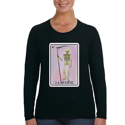 XtraFly Apparel Women's La Muerte Loteria Skeleton Mexican Long Sleeve T-Shirt • $23.49