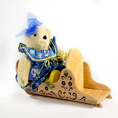 Muffy VanderBear Teacup Collection With Muffy Sled Blue Dress Yellow Trim 8  • $34.95