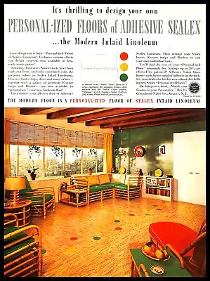 1937 Sealex Inlaid Linoleum Flooring Vintage PRINT AD Interior Decor House 1930s • $8.99