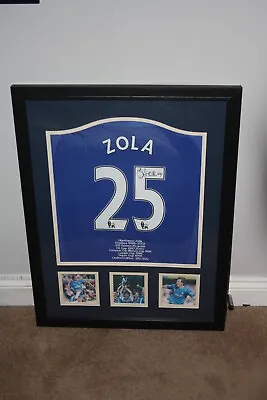 £200 • Buy Framed Gianfranco Zola Signed Chelsea Shirt  - Number 25 Autograph