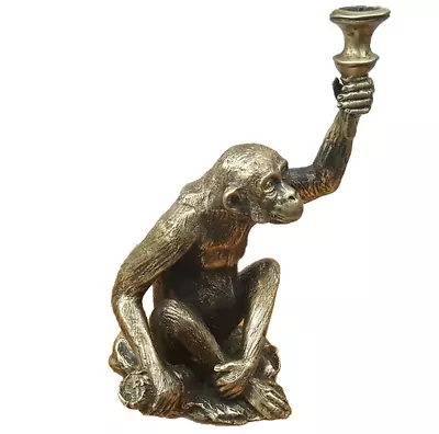 Brass Monkey Torch Sculpture Show Statue Animal Vintage Collectible Home Decor  • $490