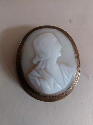 Antique Hard Shell Cameo In Base Metal Frame • £38