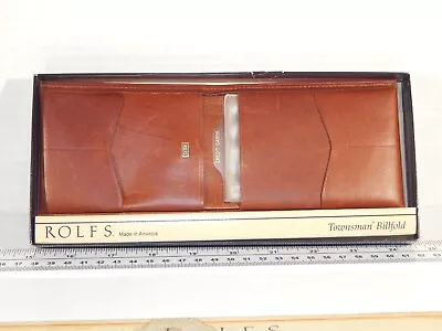 Rolfs Townsman Billfold Mens Wallet Brown Leather Made In USA 1980's NOS Vintage • $44.98