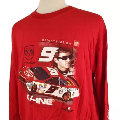 NASCAR Kasey Kahne #9 Dodge Charger T-Shirt 2XL Crew Long Sleeve Red Evernham • $16.99