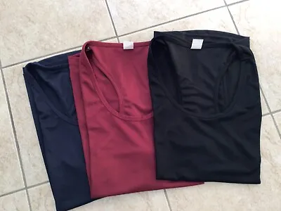 3 X Mens Y Back Quick Drying Vest T-shirt Black Blue Deep Red Size Large • £8.99