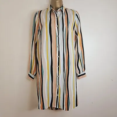 NEW Ex Wallis 8-20 Nude Blue Black White Striped Longline Blouse Shirt Top • £14.95