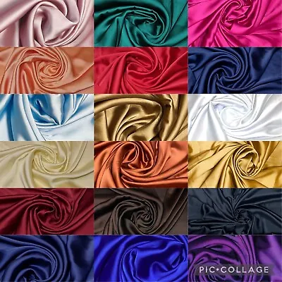 Faux Silk Charmeuse Silk Satin Fabric Bridal Dress Lining Draping Material 58'' • £1.20