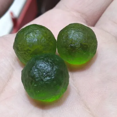 Green Gem Moldavite Meteorite Impact Class Czech Sphere Ball 3PSC Energy Stone R • $20