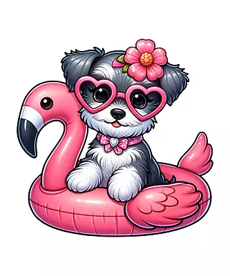 Miniature Schnauzer Flamingo Weatherproof Vinyl Decal Sticker • $7